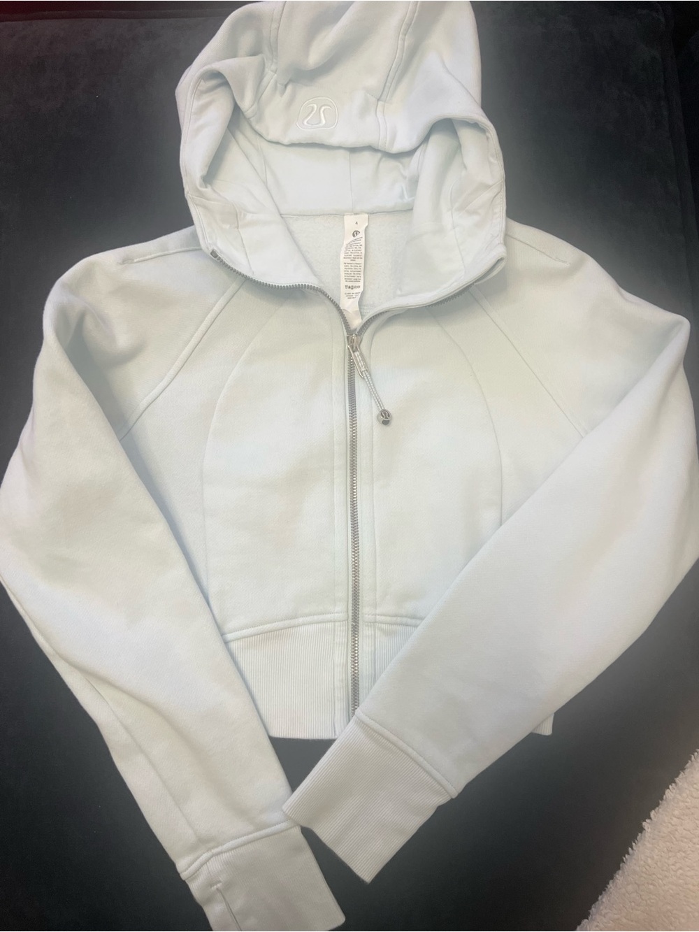 Lulu Lemon Scuba cropped Light Blue Hooded Zip Jacket